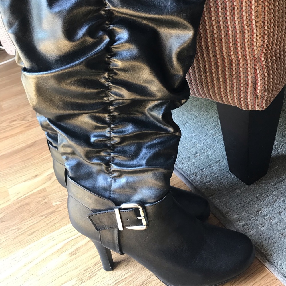 Ruched knee high boots